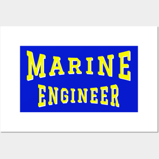 Marine Engineer in Yellow Color Text Posters and Art